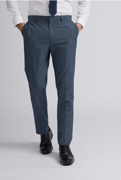 Blue Jaspe Check Slim Fit Suit Trousers